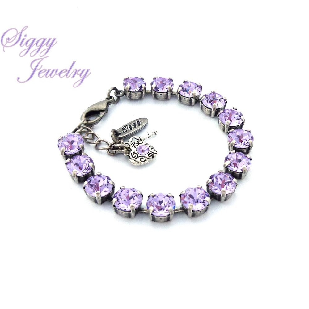 Swarovski 8mm Violet Tennis Bracelet With Charms - Picture 4 of 8